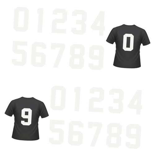 Veemoon 20 Stück Aufbügelbare Zahlen Aufkleber für T Shirts Weiß Wärmeübertragung für DIY Kleidung Bügelbilder für Textilien Langlebig und Sicher für Jeans Jacken und Mehr von Veemoon