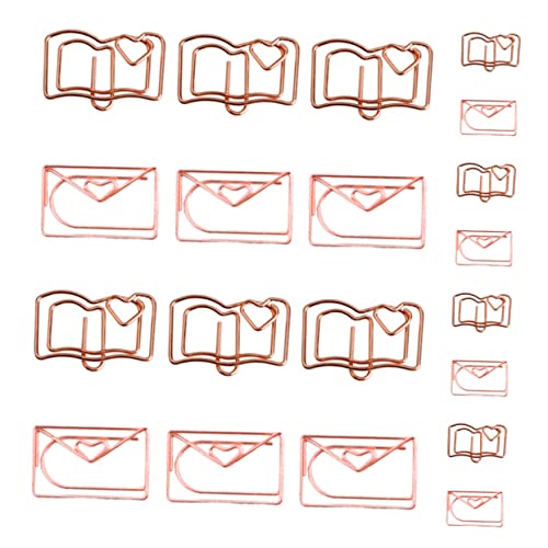 Veemoon 20 Stück Buchform Papierklammern Praktische und Vielseitige Büroklammern Roségold für Dokumente Notizen Fotos und DIY Projekte für Büro und Schule von Veemoon