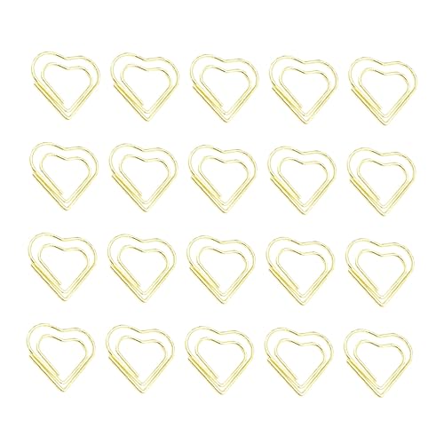 Veemoon 20 Stück Büroklammern Aus Metall Tragbare Papierhalterklemme Herz Büroklammern Büroklammer-jumbo Liebe Herzförmige Büroklammern Binder Büroklammern Goldherz-büroklammern Golden von Veemoon