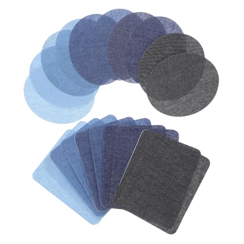 Veemoon 20 Stück Denim-Reparaturflicken: Ovale und rechteckige selbstklebende Jeansflicken für Jeans innen und außen, zum Reparieren von Kleidungslöchern und zum Dekorieren von Veemoon