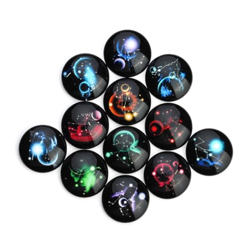Veemoon 20 Stück Glas Cabochons mit Sternenhimmel Muster Bunte Flache Halbkugel Schmuck DIY Zubehör für Ohrringe Manschettenknöpfe und Handwerksdekoration von Veemoon