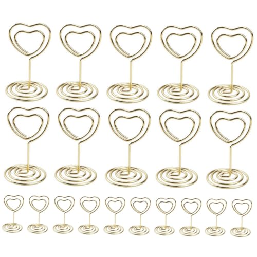 Veemoon 20 Stück Metall Kartenhalter mit Sockel Vielseitige Fotoklammern für Tischkarten Memo und Platzkartenhalter Goldfarbene Herzform für Hochzeit Party und Büro Veemoon 20 Stück Metall Kartenhalter mit Sockel Vielseitige Fotoklammern für Tischkarten Memo und Platzkartenhalter Goldfarbene Herzform für Hochzeit Party und Büro von Veemoon