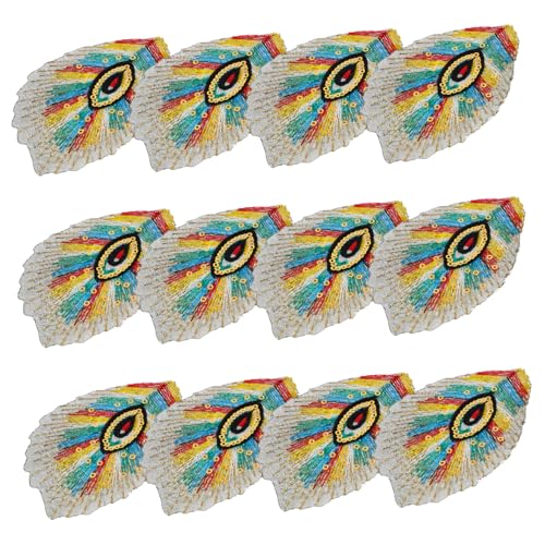 Veemoon 20 Stück Pfau-Stickerei-Patch Stickpine Patches Aufkleber mit Pailletten für Kleidung Nähen von Stoffapplikationen Blumenflecken für Kleidung Aufnäher für Jacken Stickgarn von Veemoon