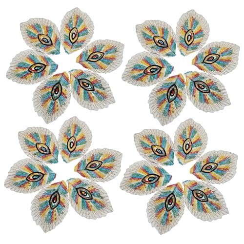 Veemoon 20 Stück Pfau-stickerei-patch Flicken Aufnähen Blumenflecken Für Kleidung Aufnäher Für Jacken Applique Fabric Paillon Patch Stickereiflecken Dekorative Nähflecken Stickgarn von Veemoon