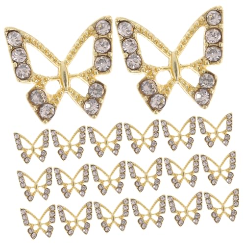 Veemoon 20 Stück Schmetterling Nagel Charms Diy Nagelkunst Dekoration mit Strasssteinen für Glitzernde Butterfly Nail Art Accessoires für Besondere Anlässe von Veemoon