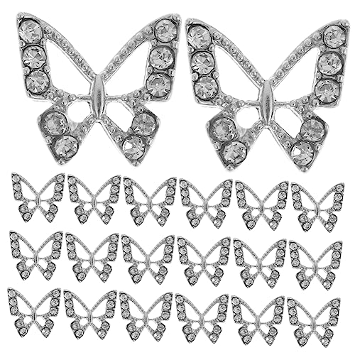 Veemoon 20 Stück Schmetterlings Nagelcharms mit Strass für Kreative Nagelkunst Vielseitige Dekoration für Nägel Kleidung Taschen und Mehr Glänzende und Einzigartige Designs von Veemoon