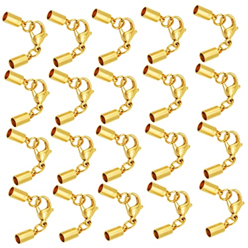 Veemoon 20 Stück Schnalle aus Lederband Halskette Armbänder Haken Kabel Verschlüsse Schließe Sterling Schließungen Kettenverschluss Hummerschere Schmuckverschluss Golden von Veemoon