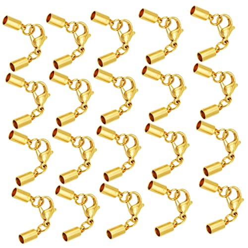 Veemoon 20 Stück Schnalle aus Lederband Halskette Schmuck Armband Haken multi Sterling Verschlüsse elastische Schnur Kettenverlängerung gold bastelzeug Kettenverschluss Hummerschere Golden von Veemoon