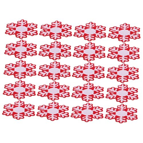Veemoon 20 Stück Schneefleck Weihnachten Patch zum Aufnähen Weihnachtsschneeflocken-Stickmotive Winter-Nähabzeichen winterliche Aufnäher Schneeflocken-Stickset Stoffabzeichen Stickgarn von Veemoon