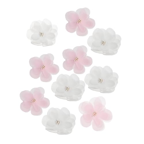 Veemoon 20 Stück Teiliges Bestickte Fünfblättrige Blumen Applikationen zum Aufnähen für DIY Kleidung Hüte und Accessoires in Rosa und Weiß von Veemoon
