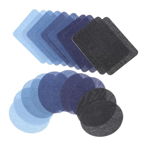 Veemoon 20 Stück Teiliges Denim Reparatur-patch Selbstklebenden Bestickten Ovalen Ellbogen Knieflicken Zuschneidbar für Jeans und Kleidung Flexible Anwendung für Modische Applikationen von Veemoon