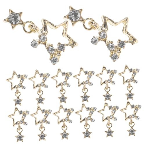 Veemoon 20 Stück Teiliges Nagelkunst mit Luxuriösen Strass Anhängern und Funkelnden Nail Charms Goldfarbene Nageldekorationen für DIY Nail Art für Einzigartige Designs von Veemoon