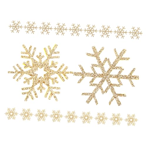 Veemoon 20 Stück Teiliges Schneeflocken Stoffapplikationen zum Aufnähen Robuste DIY Bastelsets für Haaraccessoires und Kleidung Goldfarbene Filz Streudeko Zweig und Sternform Winterliche von Veemoon