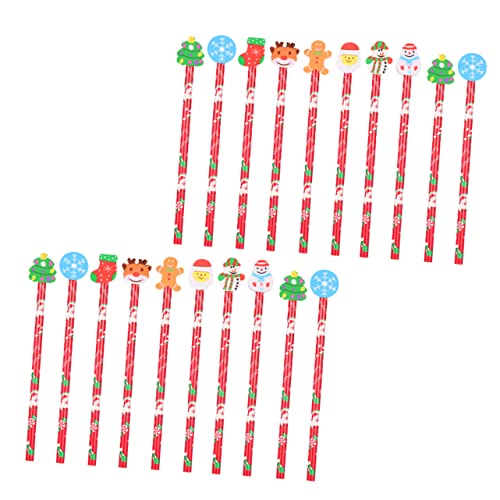 Veemoon 20 Stück Teiliges Weihnachts Bleistiftset Weichem Tpr Radiergummi Kreative Schreibwaren mit Bunten Weihnachtsmotiven für Schule und Malen Sichere und Geruchlose Materialien von Veemoon