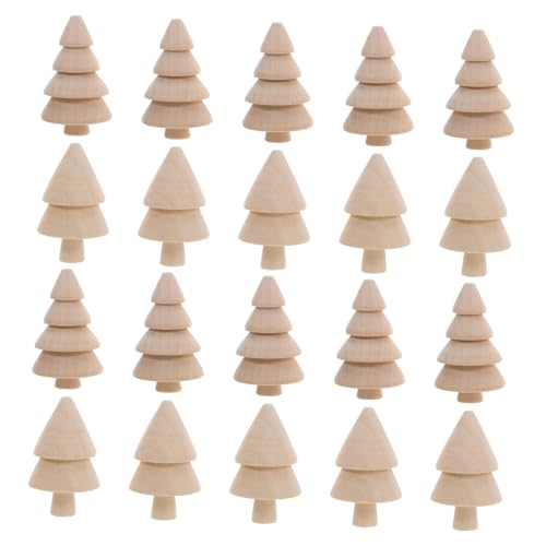 Veemoon 20 Stück Teiliges Weihnachtsbäume aus Naturbelassenem Holz Zweilagig und Dreilagig Unbemalte Bastel-deko für DIY Kreativität Handliche Holzfiguren für Individuelle von Veemoon