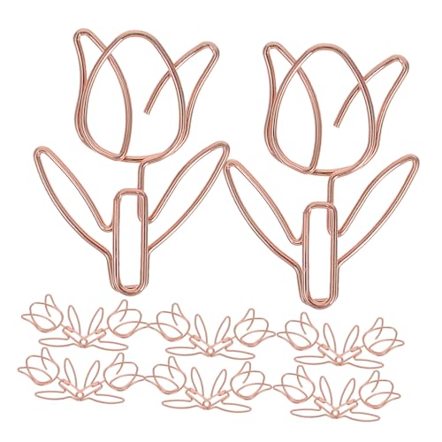 Veemoon 20 Stück Tulpenförmige Büroklammern Roségold Dekorative und Praktische Papierclips aus Metall für Bürobedarf DIY Lesezeichen und Kreative Tischdekoration Veemoon 20 Stück Tulpenförmige Büroklammern Roségold Dekorative und Praktische Papierclips aus Metall für Bürobedarf DIY Lesezeichen und Kreative Tischdekoration von Veemoon