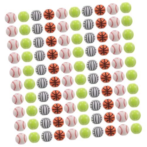 Veemoon 200 Stück Acryl Perlen Sports Ball Design Runde Lose Schmuckperlen für DIY Armbänder Haarbänder Handwerksbedarf Geschenkidee von Veemoon