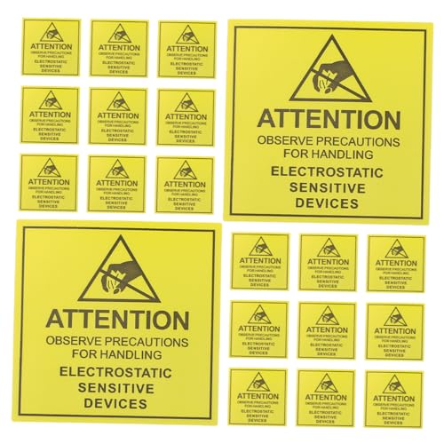 Veemoon 200 Stück Antistatisches Etikett Elektrostatische Warnaufkleber Spannungssicherheitswarnaufkleber Antistatik Sicherheitswarnzeichen Aufkleber Für Statische Geräte Papier Yellow von Veemoon