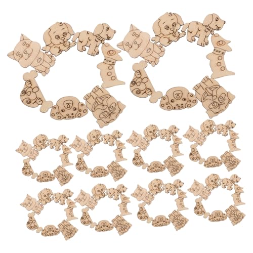 Veemoon 200 Stück DIY Holztiere zum Bemalen Unlackierte Katzen Hundefiguren aus Holz Kreative Bastelmaterialien für Hochzeitsdekoration Wand Raumgestaltung von Veemoon