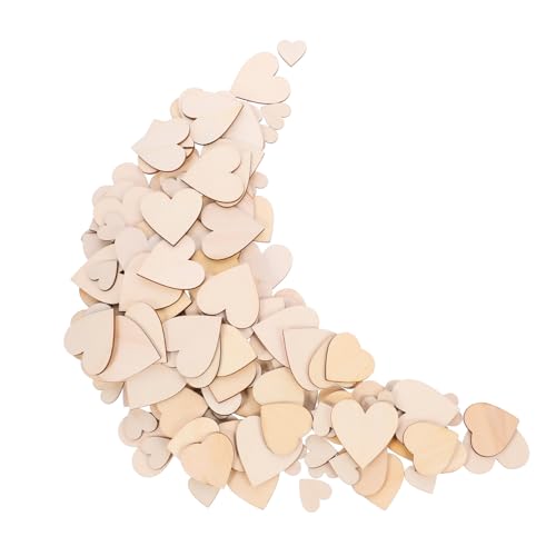 Veemoon 200 Stück Holzherzen Bastelmaterial Blanko Holzherz Ausstechformen für DIY Dekorationen Hochzeit Valentinstag und Weihnachten von Veemoon