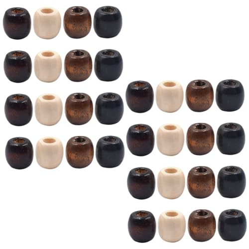 Veemoon 200 Stück Holzperlen mit Großem Loch Bunte Spacer Beads in Beige Kaffee Dunkelbraun Schwarz Glatte Oberfläche zum Auffädeln und Basteln von DIY Schmuck und Heimdeko von Veemoon