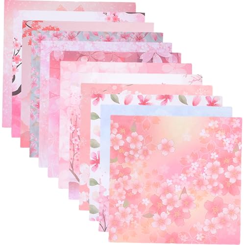 Veemoon 200 Stück Origami Papier Doppelseitig Bedruckt Sakura Quadratisch Bastelpapier für DIY Handcraft Projekte Anfänger Geeignet Hochwertiges Faltpapier mit Glänzender Oberfläche von Veemoon