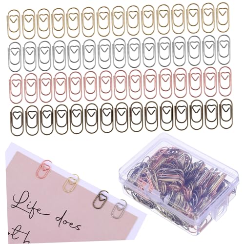 Veemoon 200Stücke Herzpapier Clips Gunmetal Und Roségold Dekorative Büroklammern Für Büro Schule Und Kreative Projekte Papierklammern von Veemoon