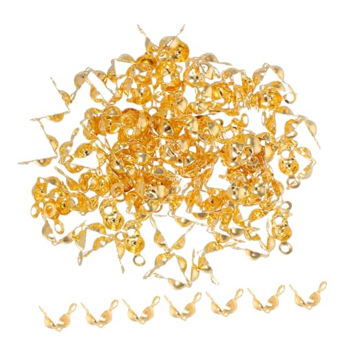 Veemoon 200Stücke Knotenabdeckung mit Perlenspitze Goldene Quetschperlen für DIY Schmuckherstellung Praktische Aufbewahrung und Vielseitige Anwendung für Armbänder von Veemoon