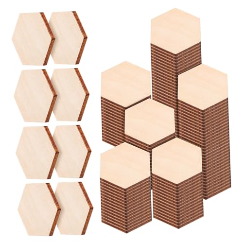Veemoon 200Stücke Sechseckige Holzstücke Unbehandelte Holzformen für Bastelprojekte für DIY Innendekoration Hochwertiges Holzmaterial von Veemoon