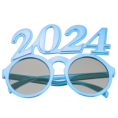 Veemoon 2024-Brille Silvesterbrille 2024-Zahlenbrille Partyzubehör 2024-Party Lustige Brille Neuartige Sonnenbrille Für Neujahrsfeier Partygeschenke Blau von Veemoon