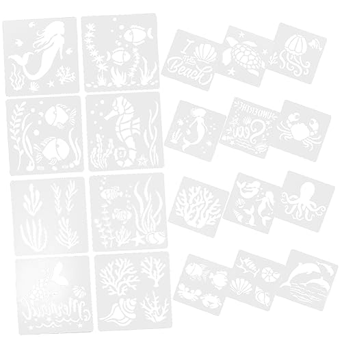 Veemoon 20Blätter Meereskreaturen Schablonen für Malerei Holz Wiederverwendbare DIY Malvorlagen für Wände Grußkarten Scrapbooking Robustem Pet Material von Veemoon