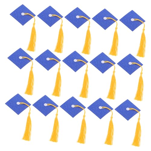 Veemoon 20Er Set Doktorhut Kuchendekoration Abschlussdekorationen Kuchenaufsatz Abschlussthema Cupcake Topper Abschlusskappe Kuchenaufsätze Mini Abschlusshüte Blaues Polyester von Veemoon