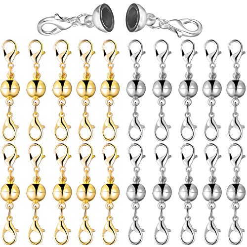 Veemoon 20Stücke Magnetische Verschlüsse für Halsketten und Armbänder Goldene und Silberne Karabiner Verschlüsse für Schmuckherstellung Allergiesicher für DIY von Veemoon