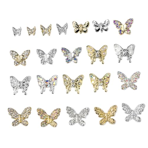 Veemoon 22 Stück Teiliges Schmetterling Nail Art Charms aus Metall Nagel Schmuck mit Funkelnden Strasssteinen Nagel Dekoration für DIY Maniküre und Professionelle Nagelstudios Veemoon 22 Stück Teiliges Schmetterling Nail Art Charms aus Metall Nagel Schmuck mit Funkelnden Strasssteinen Nagel Dekoration für DIY Maniküre und Professionelle Nagelstudios von Veemoon