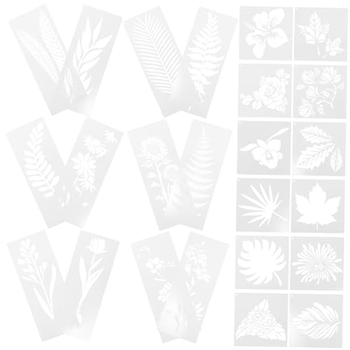 Veemoon 24 Stück Teiliges Pet Malschablonen Wiederverwendbare Pflanzen und Blumen Schablonen für DIY Kunst Scrapbooking Wanddekoration und Kreative Malprojekte von Veemoon