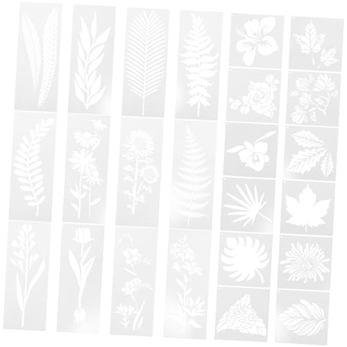 Veemoon 24 Stück Teiliges Schablonen für Malerei mit Blumen und Pflanzenmotiven Wiederverwendbare Pet Vorlagen für DIY Kunst Scrapbooking und Wanddekoration Leicht zu Reinigen und von Veemoon