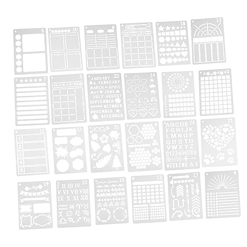 Veemoon 24 Stück Teiliges Set Journal Schablonen für Malerei Wiederverwendbare Vorlagen für Scrapbooking Tagebuch DIY Projekte und Kartenherstellung von Veemoon