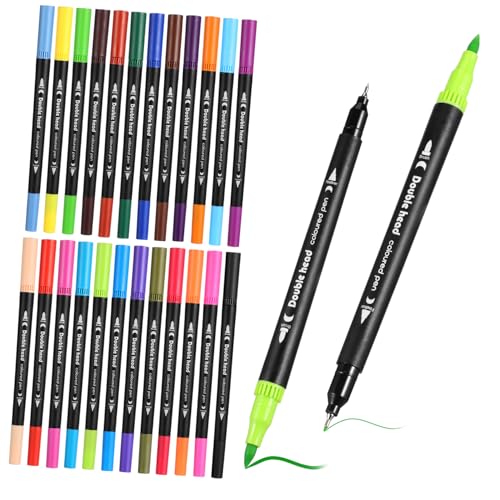 Veemoon 24 Stück doppelseitiger Aquarellstift Wasserzeichen Markierungen für Notizen Wasserpinselstifte für Aquarell Scrapbook -Marker Aquarellstifte für Wasserstift von Veemoon