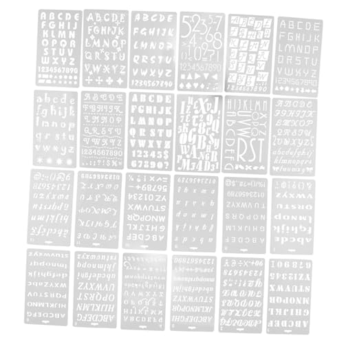 Veemoon 24Stücke Buchstaben und Zahlen Malschablonen Wiederverwendbare Schablonen für DIY Kunstprojekte Präzise Briefvorlagen für Wandgestaltung von Veemoon