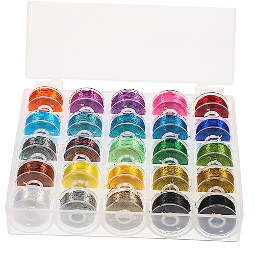 Veemoon 25 Rollen Gold- und Silberfaden Goldfaden Stich Stoff Stickerei embroidery kit embroidery set Embroidery Decoration Sewing Threads bunter Nähfaden praktische Nähfäden Plastik von Veemoon