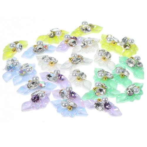 Veemoon 25 Stück Blumen Nagel Charms für Acryl Nagel Dekorationen für Romantische Nagelkunst und Diy Nailart Projekte von Veemoon