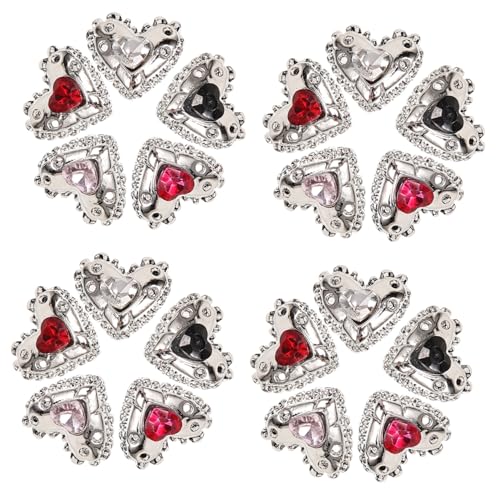 Veemoon 25 Stück Teiliges Herz Nail Charms aus Kleine Nail Art Dekorationen mit Glänzenden Strasssteinen Maniküre Accessoires für Frauen Einfache Anwendung für Natürliche und Künstliche von Veemoon