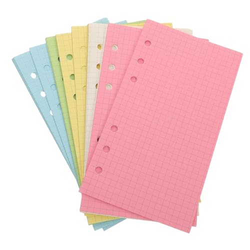 Veemoon 250 Stück Nachfüllpapier für Ringbuch Buntes Kariertes Notizpapier Löschblatt Nachfüllset für Journal Planer Organizer Scrapbooking Zubehör Flexible Seitenverwaltung Tintenfest von Veemoon