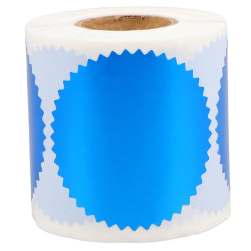Veemoon 250 Stück Stahldrucketikett Metallische Dichtungen Mit Gezackter Kante Prägeaufkleber Für Wafer Prägeaufkleber Für Trophäen Etiketten Zum Valentinstag Kupferplattenaufkleber Blau von Veemoon