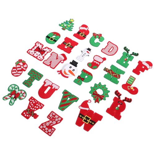 Veemoon 26 Stück Aufnäher Zum Aufbügeln Für Weihnachten: Gestickte Weihnachtsflicken – Buchstaben-applikationen Zum Aufbügeln Für Selbstgemachte Jacken, Jeans, Hosen, Mäntel, Reparaturen, von Veemoon