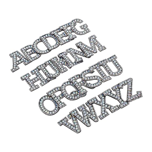 Veemoon 26 Stück Glitzer Alphabet Aufnäher mit Strass für Diy Kleidung Hüte Taschen und Bastelprojekte Hochwertige Stoffbuchstaben für Kreative Anwendungen von Veemoon