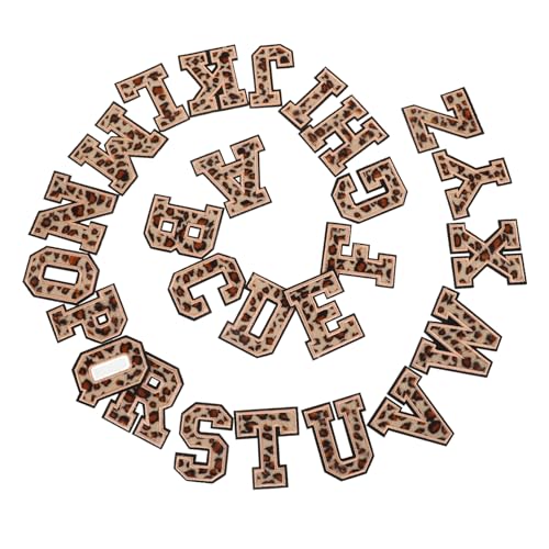 Veemoon 26 Stück Pflaster mit Leoparden muster stickerei Kleidung Dekoration Stoff Applikation Flicken für Bekleidung Buchstaben aus Stoff Flicken aufbügeln Flanell Light Brown von Veemoon