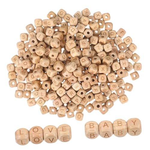 Veemoon 260 Stk. Teiliges Beechwood Buchstabenwürfel Beads für Schmuckherstellung Leichte Natürliche Holzperlen für Diy Armbänder Halsketten Partydeko und Bastelprojekte von Veemoon