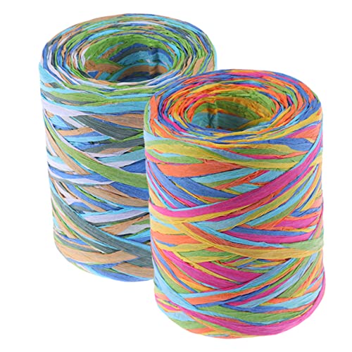Veemoon 2Rollen Bunte Raffia Bänder DIY Geschenkverpackung Geschenkband für und Bastelprojekte für Weihnachten und Besondere Anlässe von Veemoon