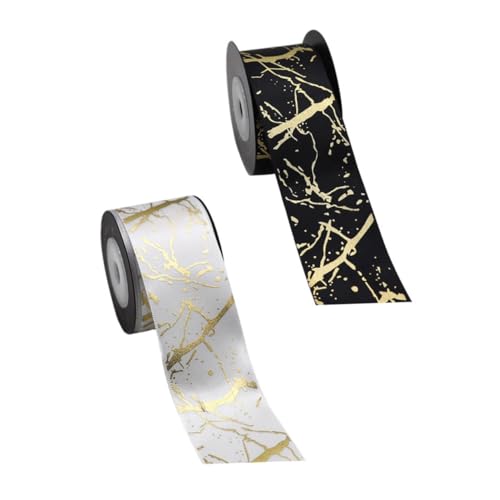 Veemoon 2Rollen Goldblockiertes Polyester Geschenkband Breit für Blumen und Geschenkverpackungen Wiederverwendbar mit Verarbeitung und Festlichem Design Veemoon 2Rollen Goldblockiertes Polyester Geschenkband Breit für Blumen und Geschenkverpackungen Wiederverwendbar mit Verarbeitung und Festlichem Design von Veemoon